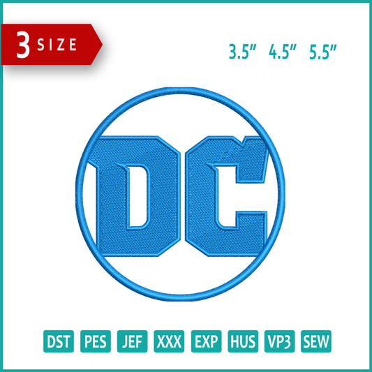 DC Logo Embroidery Design Files - 3 Size's