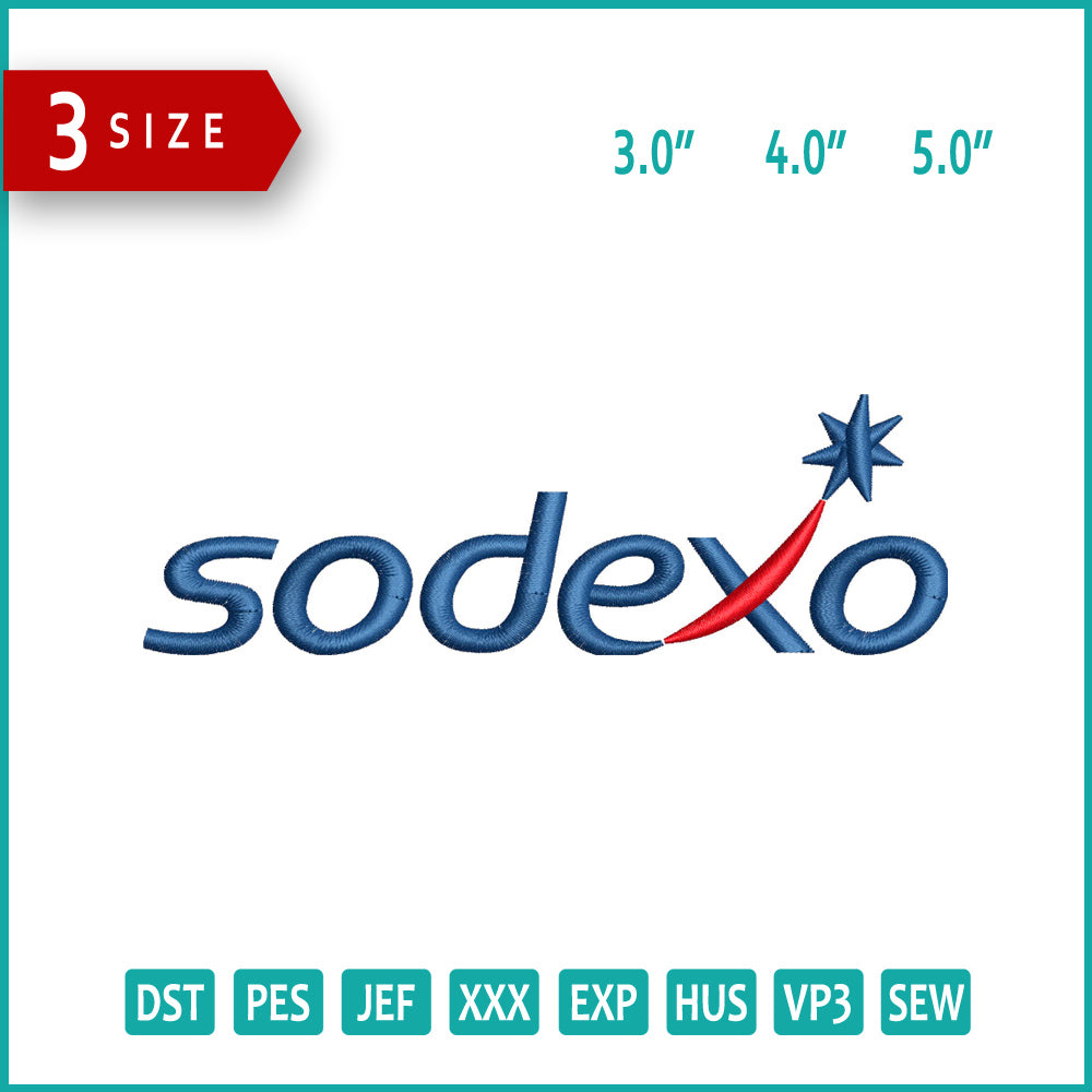 Sodexo Logo Embroidery Design Files - 3 Size's