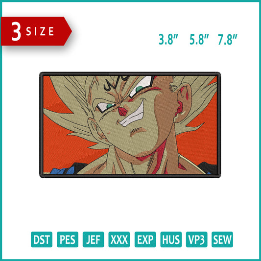 Majin Vegeta Embroidery Design Files - 3 Size's