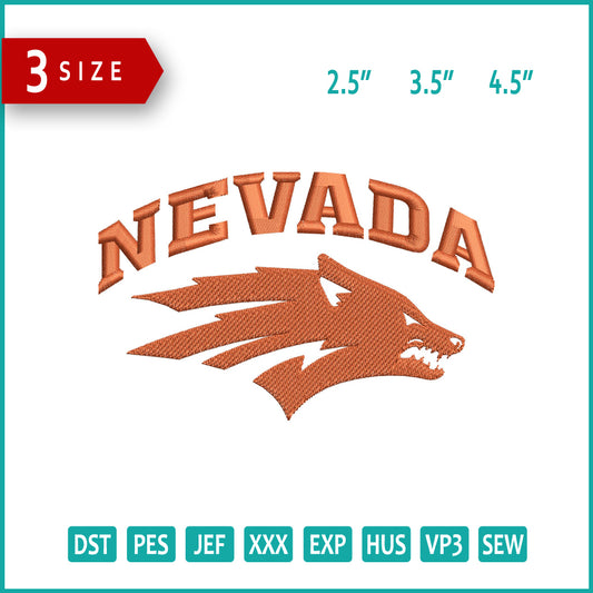 Nevada Wolf Pack Logo Embroidery Design Files - 3 Size's