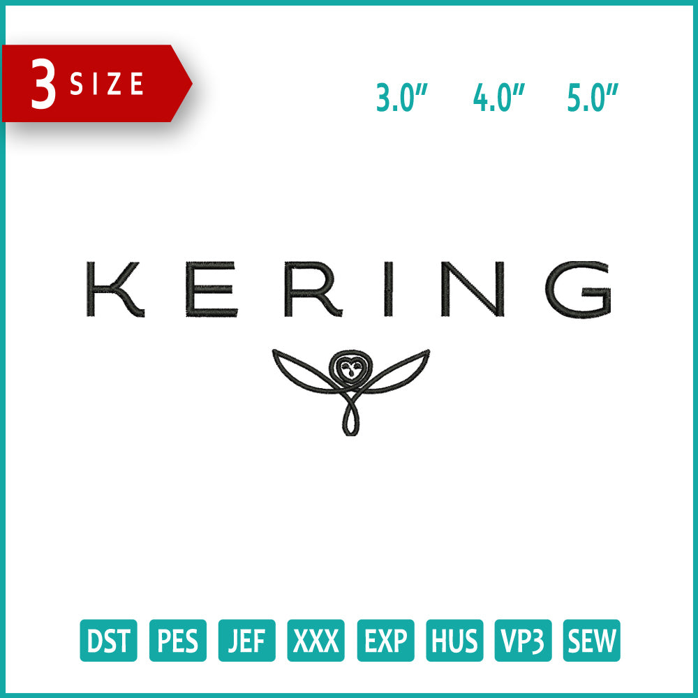 Kering Logo Embroidery Design Files - 3 Size's
