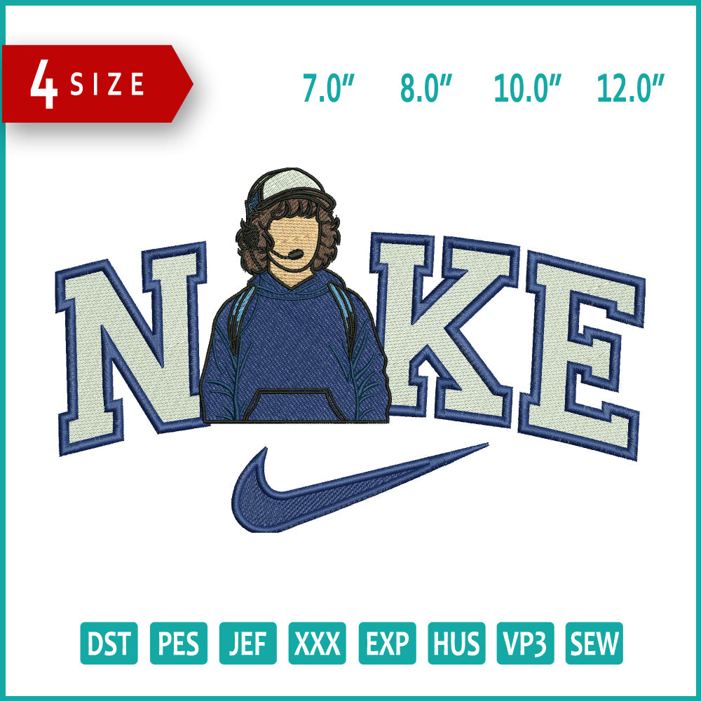 Nike Dustin Stranger Things Embroidery Design Files - 4 Size's