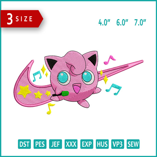 Jigglypuff Swoosh Embroidery Files - 3 Size's