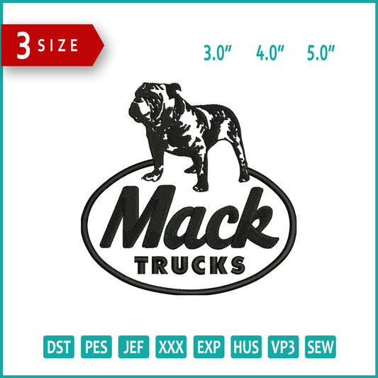 Mack Trucks Logo Embroidery Design Files - 3 Size's