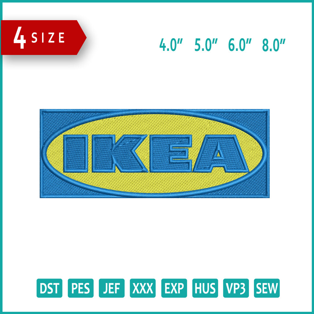 IKEA Logo Embroidery Design Files - 4 Size's