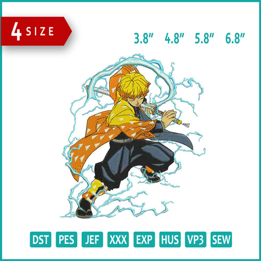 Zenitsu Agatsuma v3 Embroidery Design Files - 4 Size's