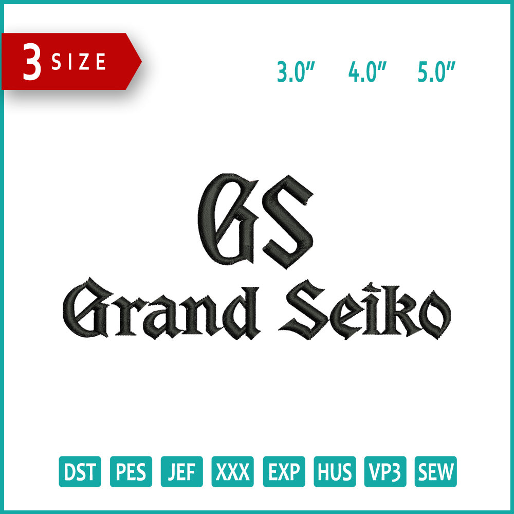 Grand Seiko Logo Embroidery Design Files - 3 Size's
