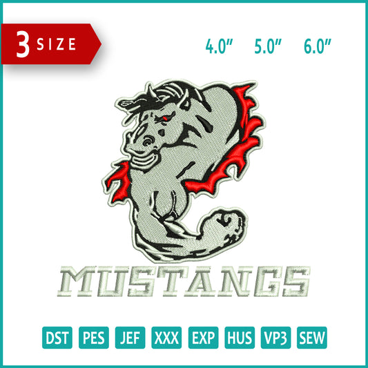 Mustangs Horse Embroidery Files - 3 Size's