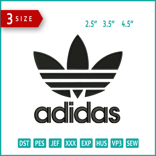 Adidas Logo v3 Embroidery Files - 3 Size's