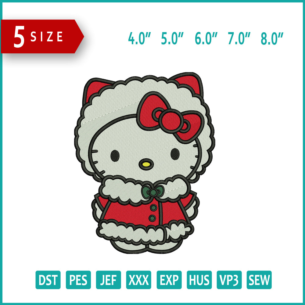 Hello KItty Winter Embroidery Design Files - 5 Size's