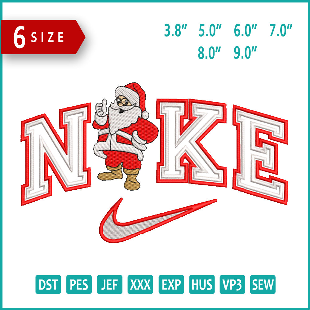 Nike Santa Claus Embroidery Design Files - 6 Size's