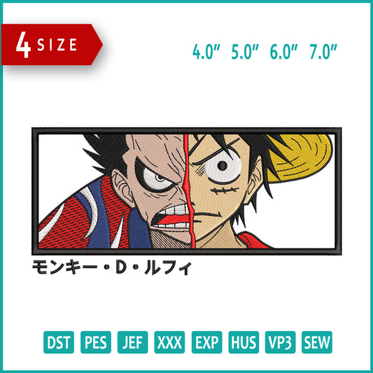 Monkey D Luffy v7 Embroidery Design Files - 4 Size's