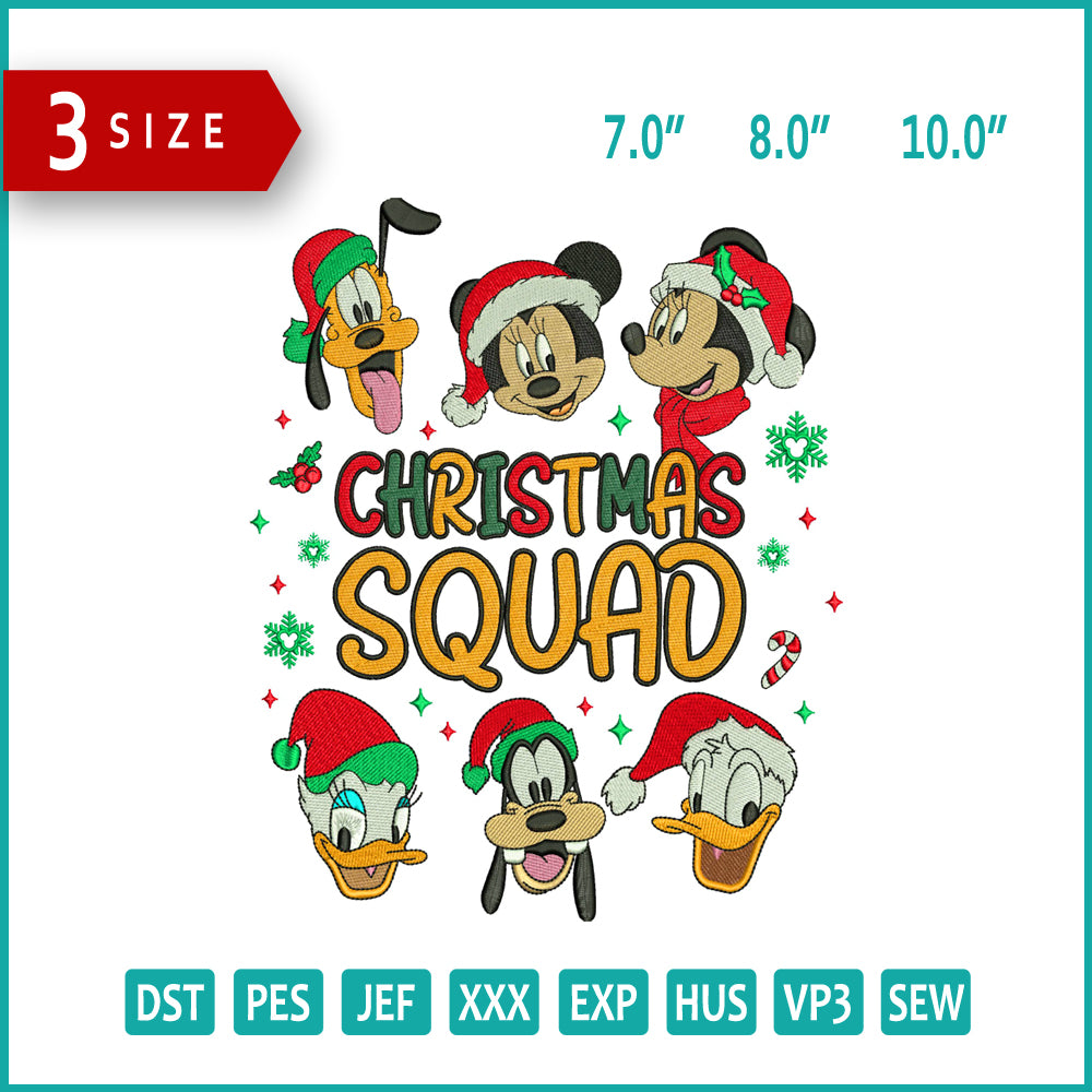 Disney Christmas Squad Embroidery Design Files - 3 Size's