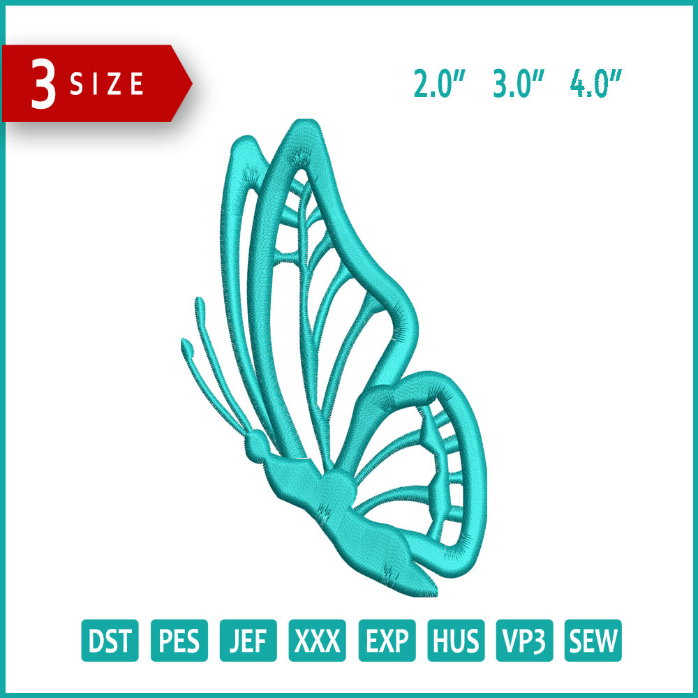 Butterfly v4 Embroidery Files - 3 Size's