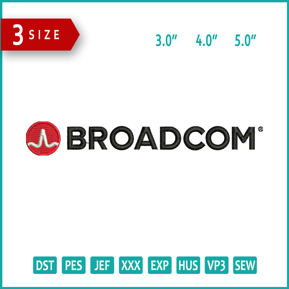 Broadcom Logo Embroidery Design Files - 3 Size's