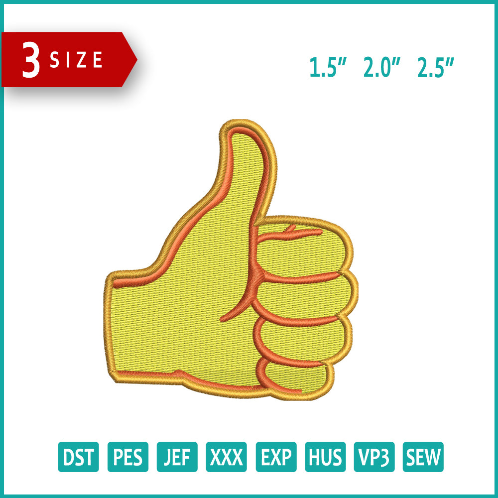 Thumbs Up Emoji Embroidery Design Files - 3 Size's