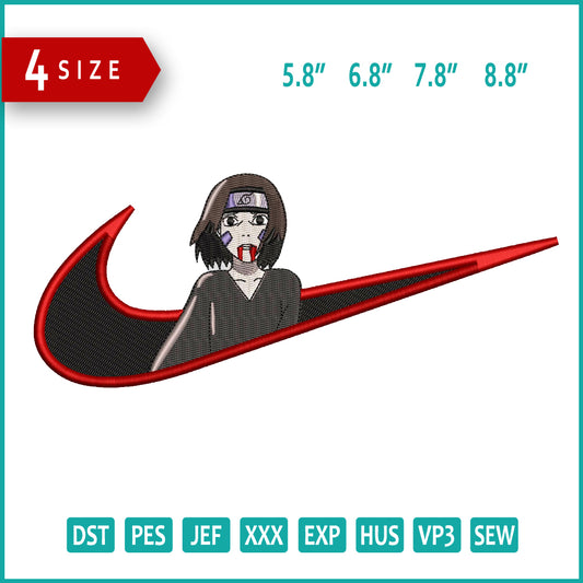 Rin Nohara Swoosh Embroidery Design Files - 4 Size's