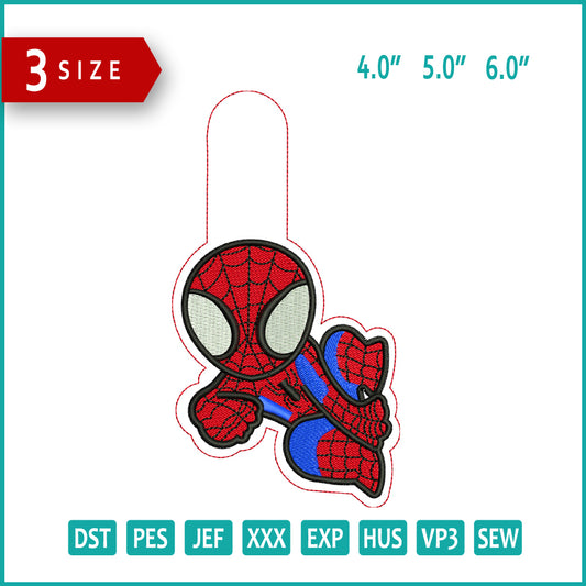 Spider Man Keychain Embroidery Design Files - 3 Size's