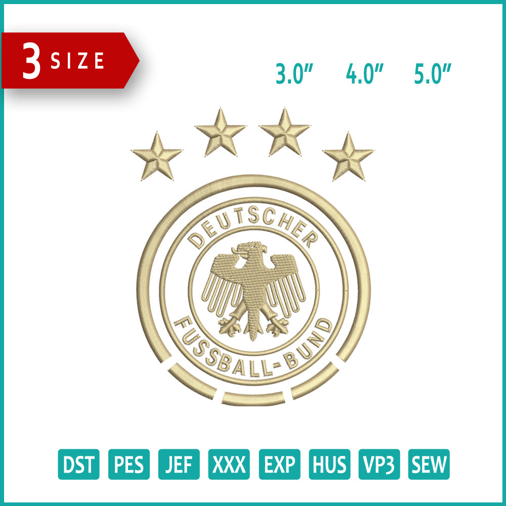 Germany National Football  Logo Embroidery Design Files - 3 Size's