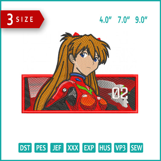 Asuka Langley Soryu v2 Embroidery Design Files - 3 Size's
