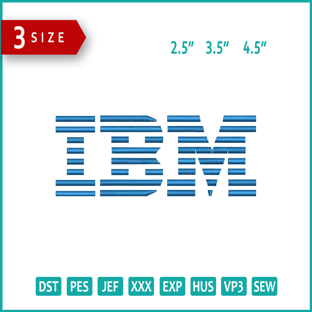 IBM Logo Embroidery Design Files - 3 Size's