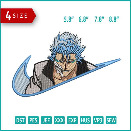 Grimmjow Jaegerjaquez Swoosh Embroidery Design Files - 4 Size's