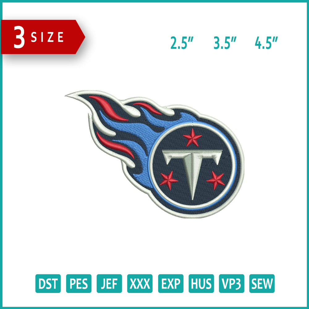Tennessee Titans Logo Embroidery Design Files - 3 Size's