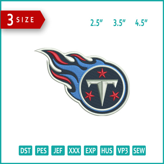 Tennessee Titans Logo Embroidery Design Files - 3 Size's