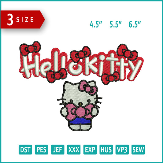 Hello Kitty Bow Style Embroidery Design Files - 3 Size's