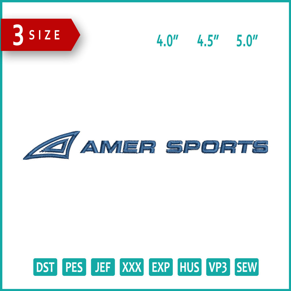 Amer Sports Logo Embroidery Design Files - 3 Size's