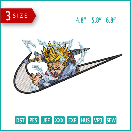 Goku Trunks Swoosh Embroidery Design Files - 4 Size's