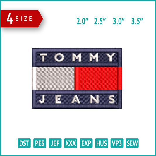 Tommy Hilfiger Jeans Logo Embroidery Design Files - 4 Size's