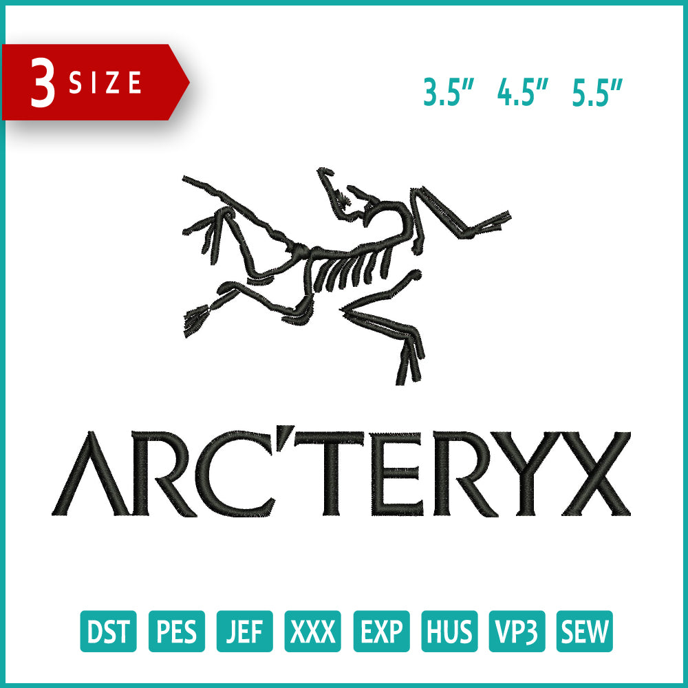 Arc Teryx Logo Embroidery Design Files - 3 Size's