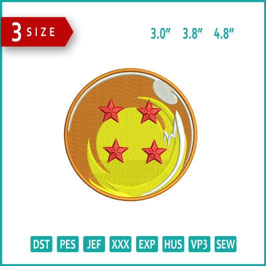 Dragon Ball Z Embroidery Design Files - 3 Size's