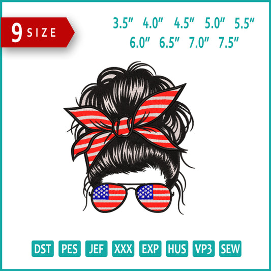 Messy Bun Chicken Embroidery Design Files - 9 Size's
