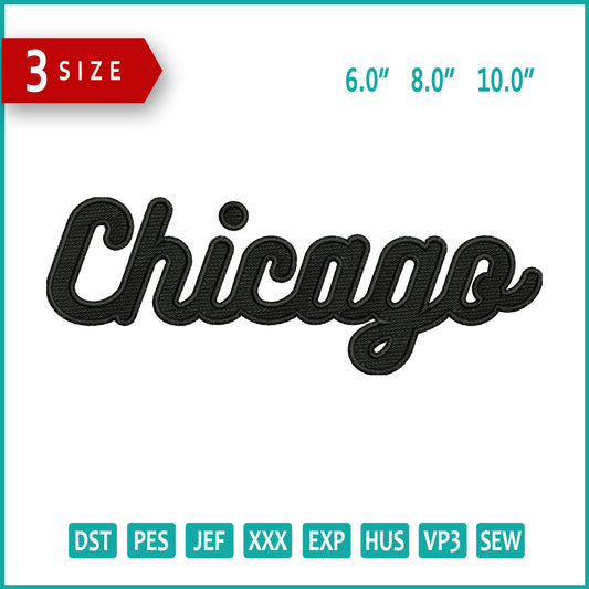 Chicago v2 Embroidery Design Files - 3 Size's