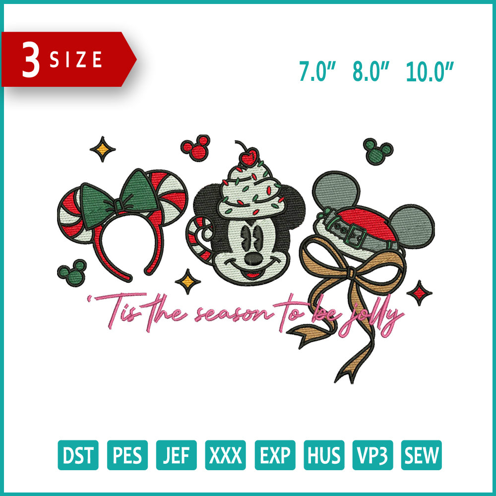 Tis The Season v3 Embroidery Design Files - 3 Size's