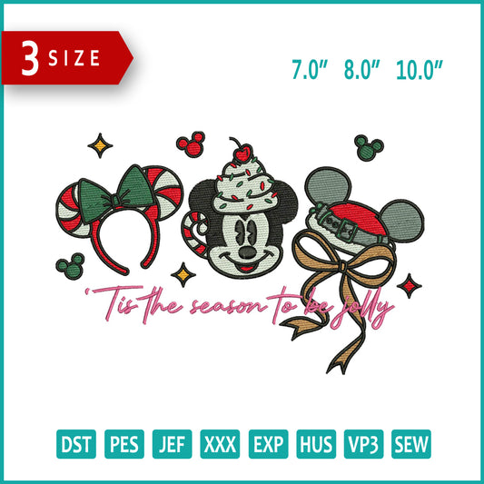Tis The Season v3 Embroidery Design Files - 3 Size's
