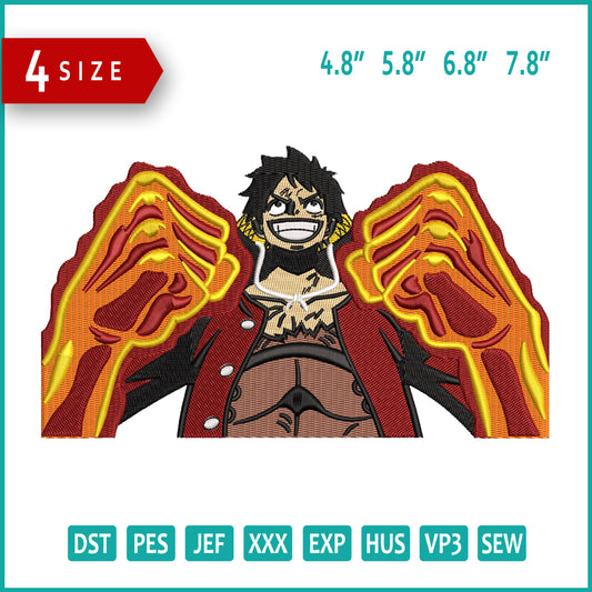 Monkey D Luffy v4 Embroidery Design Files - 4 Size's