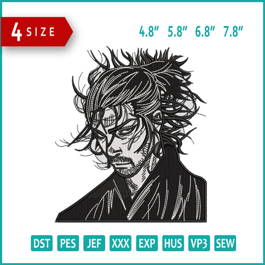 Miyamoto Musashi Embroidery Design Files - 4 Size's
