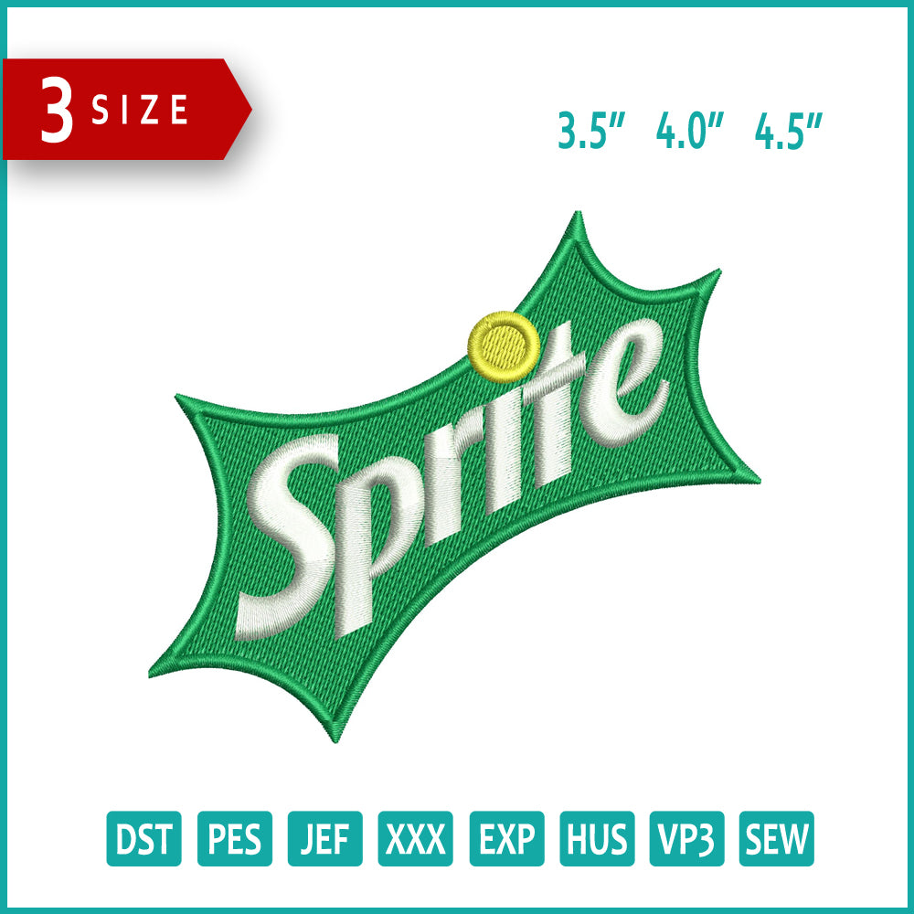 Sprite Logo Embroidery Design Files - 3 Size's