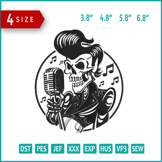 Skull Rock Embroidery Design Files - 4 Size's