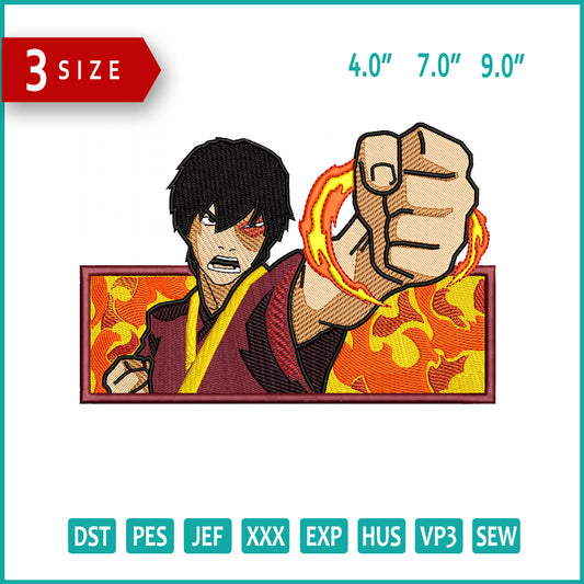 Zuko Embroidery Design Files - 3 Size's