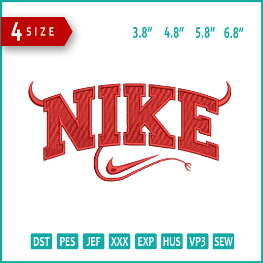 NIke Devil Embroidery Design Files - 4 Size's