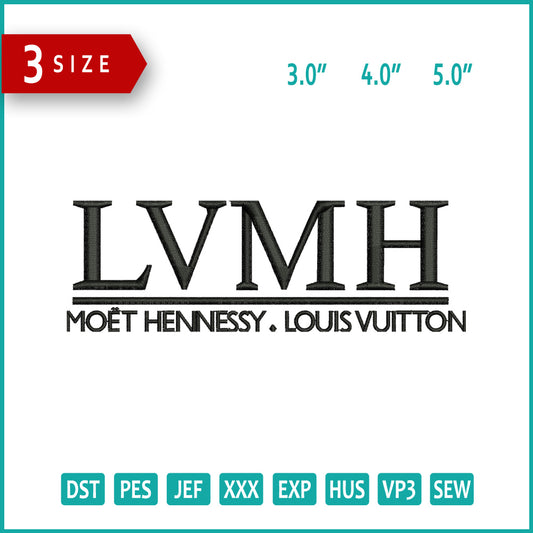 LVMH Moet Hennessy Louis Vuitton Logo Embroidery Design Files - 3 Size's