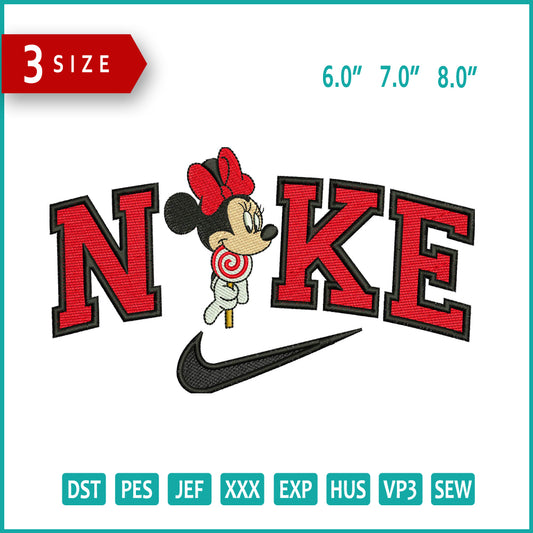 Nike Minnie Mouse v5 Embroidery Design Files - 3 Size's