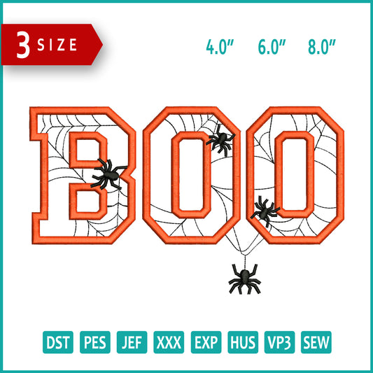 Spider Boo Embroidery Design Files - 3 Size's