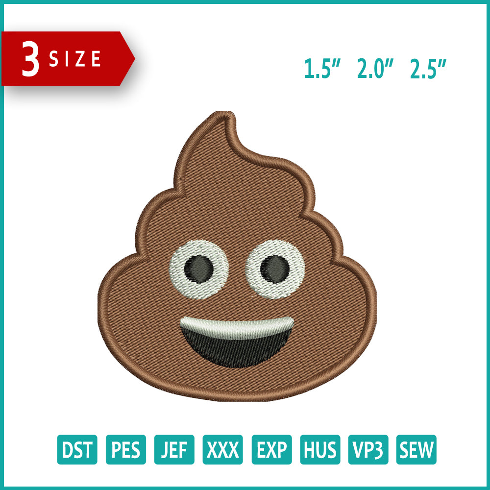 Pile of Poo Emoji Embroidery Design Files - 3 Size's
