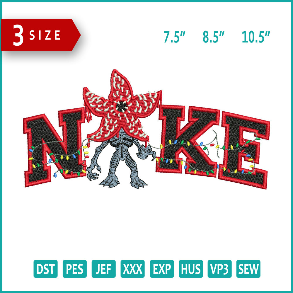 Nike Demogorgon Christmas Embroidery Design Files - 3 Size's