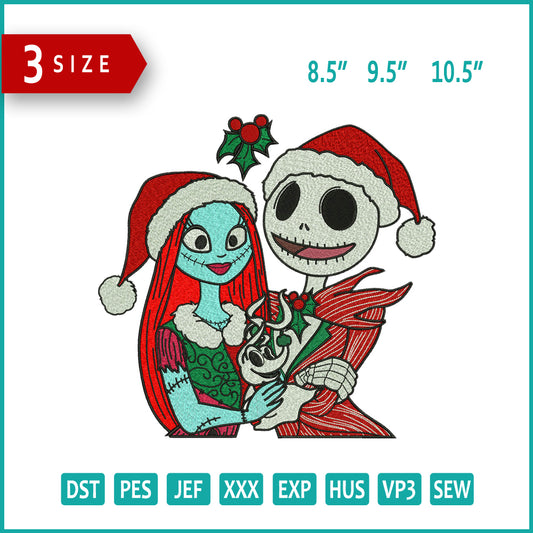 Jack & Sally Christmas Embroidery Design Files - 3 Size's